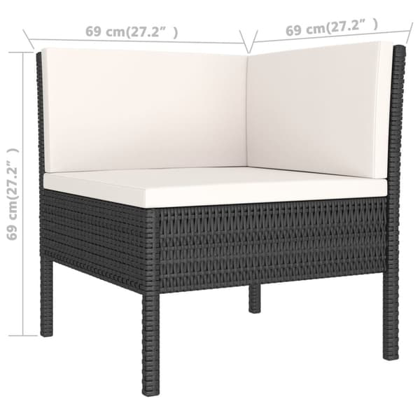 The Living Store loungesæt til haven 6 dele med hynder polyrattan sort - Havemøbelsæt