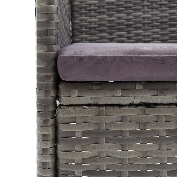 The Living Store spisebordssæt til haven 7 dele med hynder polyrattan grå - Havemøbelsæt