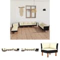 Miniatyrbillede 1 af 10: The Living Store loungesæt til haven 10 dele med hynder polyrattan sort -  Havemøbelsæt