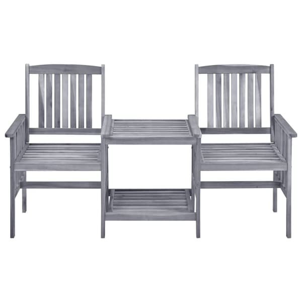 The Living Store havestole med tebord 159x61x92 cm massivt akacietræ - Havemøbelsæt