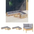 Miniatyrbillede 1 af 10: The Living Store loungesæt til haven 10 dele med grå hynder fyrretræ -  Havemøbelsæt