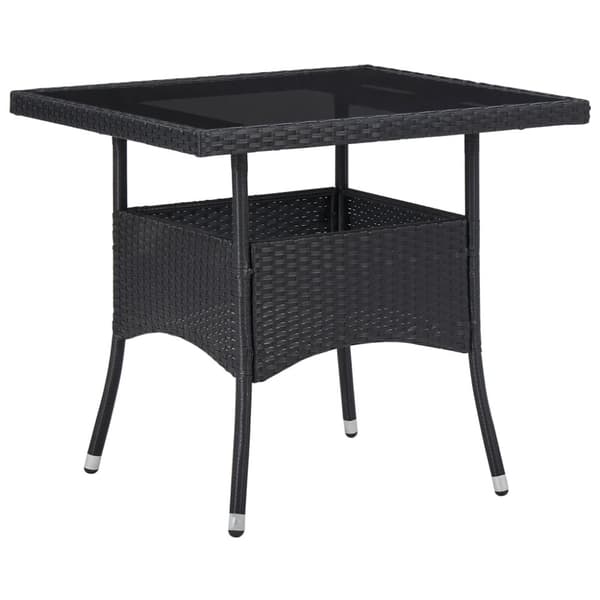 The Living Store spisebordssæt til haven 5 dele polyrattan og glas sort - Havemøbelsæt