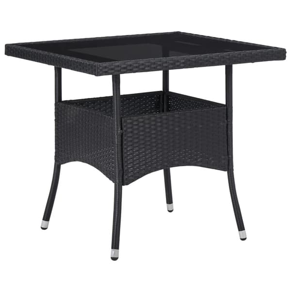 The Living Store spisebordssæt til haven 5 dele polyrattan og glas sort -  Havemøbelsæt