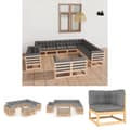 Miniatyrbillede 1 af 11: The Living Store loungesæt til haven 12 dele med hynder massivt fyrretræ -  Havemøbelsæt