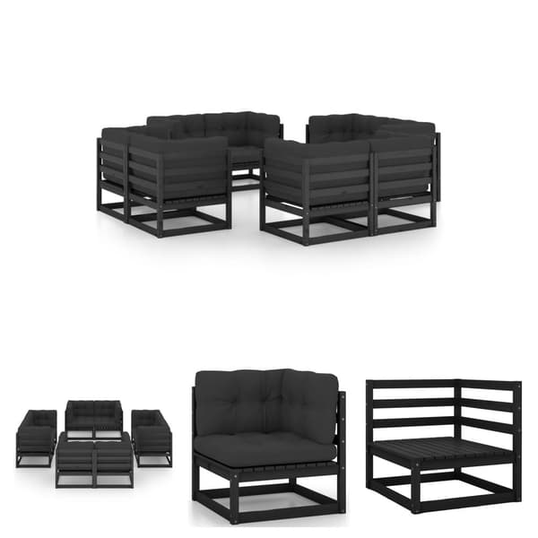 The Living Store Loungegrupp med dynor 8 delar massiv furu - Utemöbelgrupper