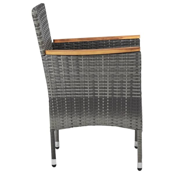 The Living Store spisebordssæt til haven 3 dele polyrattan og akacietræ grå - Havemøbelsæt