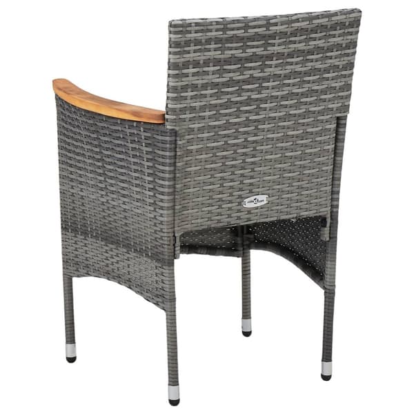 The Living Store spisebordssæt til haven 3 dele polyrattan og akacietræ grå - Havemøbelsæt