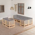 Miniatyrbillede 2 af 11: The Living Store loungesæt til haven 7 dele med hynder massivt fyrretræ -  Havemøbelsæt