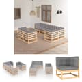 Miniatyrbillede 1 af 11: The Living Store loungesæt til haven 7 dele med hynder massivt fyrretræ -  Havemøbelsæt