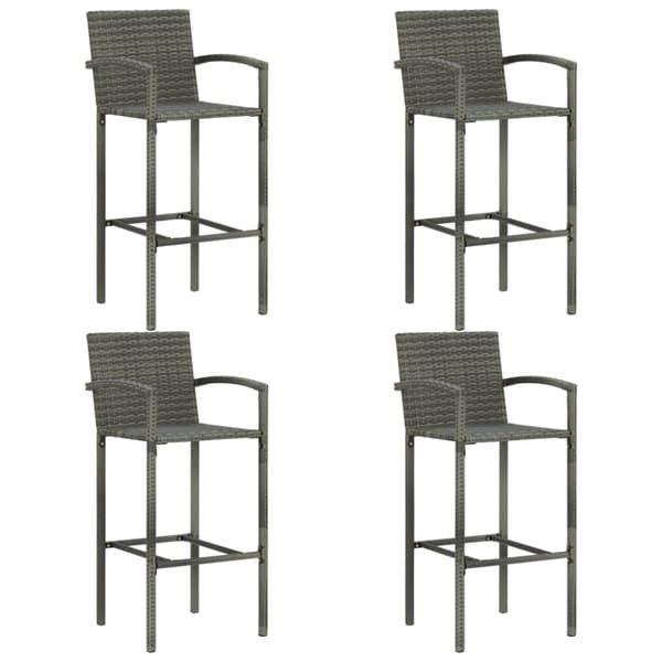 The Living Store udendørs barsæt 5 dele med armlæn polyrattan grå - Havemøbelsæt