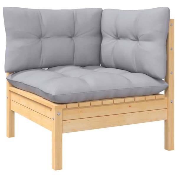 The Living Store Loungegrupp med grå dynor 12 delar massiv furu -  Utemöbelgrupper