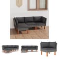 Miniatyrbillede 1 af 10: The Living Store loungesæt til haven 4 dele med hynder polyrattan grå -  Havemøbelsæt