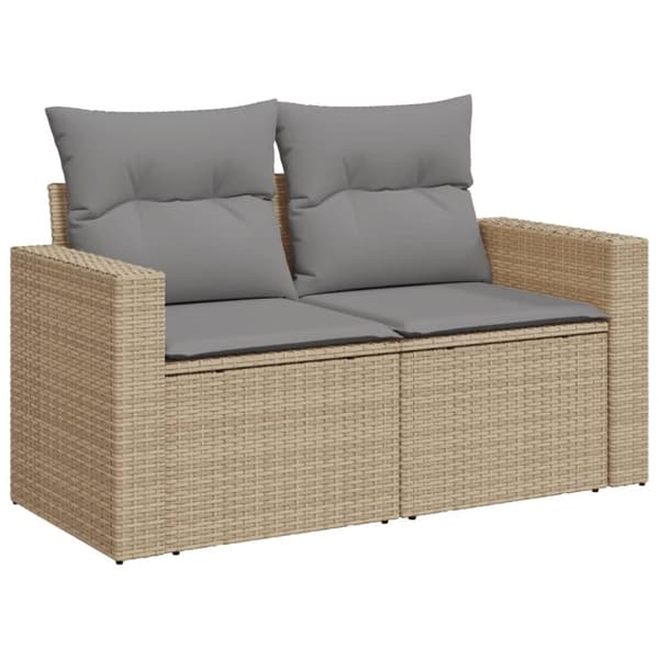The Living Store sofasæt til haven 10 dele med hynder polyrattan beige -  Havemøbelsæt