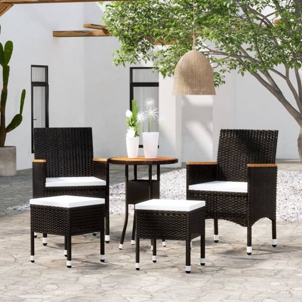The Living Store Loungegrupp för trädgården 5 delar konstrotting svart -  Utemöbelgrupper
