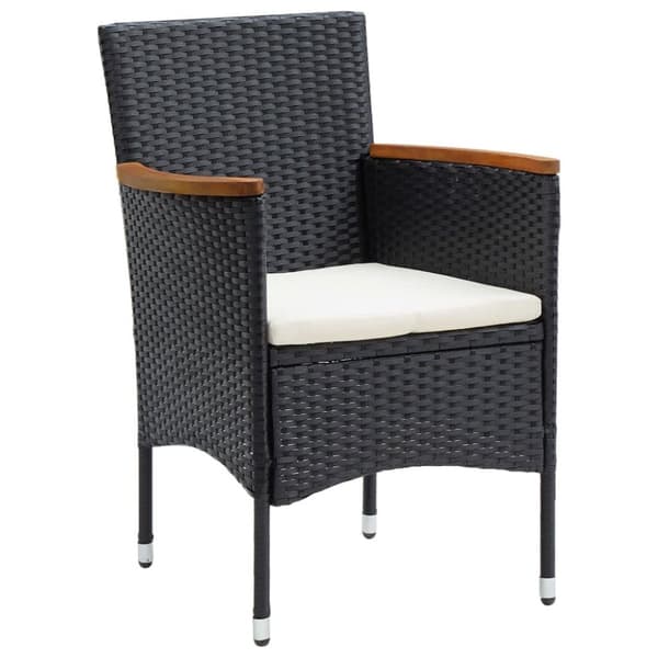 The Living Store spisebordssæt til haven 5 dele med hynder polyrattan sort -  Havemøbelsæt
