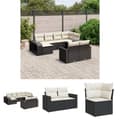 Miniatyrbillede 1 af 11: The Living Store sofasæt til haven 10 dele med hynder polyrattan sort -  Havemøbelsæt