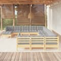 Miniatyrbillede 2 af 10: The Living Store loungesæt til haven 12 dele med grå hynder fyrretræ -  Havemøbelsæt