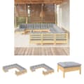 Miniatyrbillede 1 af 10: The Living Store loungesæt til haven 12 dele med grå hynder fyrretræ -  Havemøbelsæt