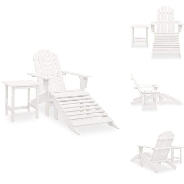 Utemöbelgrupper - Living Adirondackstol med fotpall och bord massivt granträ vit