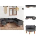 Miniatyrbild 1 av 10: Utemöbelgrupper - Living Loungegrupp för trädgården 9 delar med dynor konstrotting grå