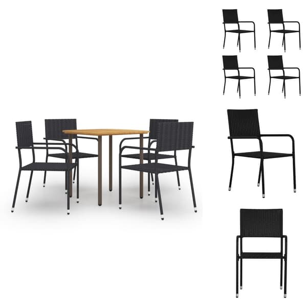 Utemöbelgrupper - Living Matgrupp för trädgården 5 delar konstrotting svart