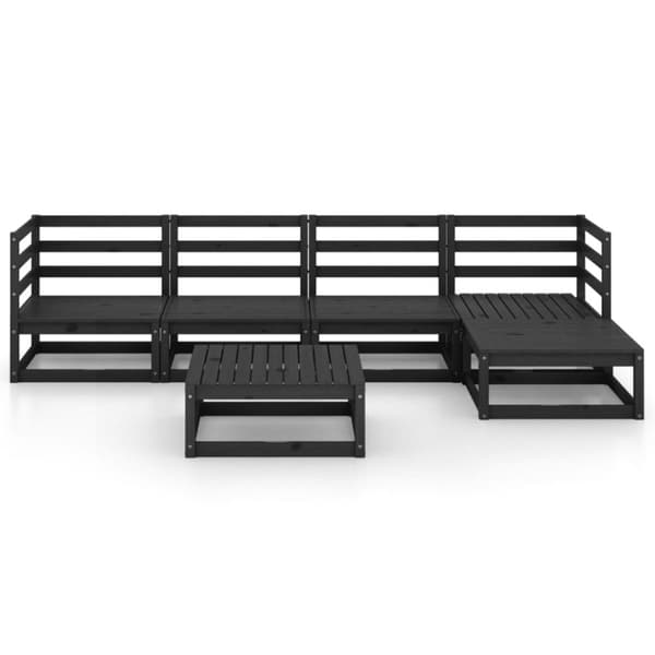 Ulkokalustesarjat - Living 6-osainen Puutarhasohvasarja musta täysi mänty
