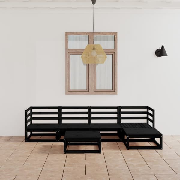 Ulkokalustesarjat - Living 6-osainen Puutarhasohvasarja musta täysi mänty