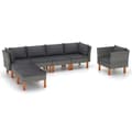 Miniatyrbillede 2 af 11: Havemøbelsæt - Living loungesæt til haven 7 dele polyrattan og eukalyptustræ grå