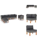Miniatyrbillede 1 af 11: Havemøbelsæt - Living loungesæt til haven 7 dele polyrattan og eukalyptustræ grå