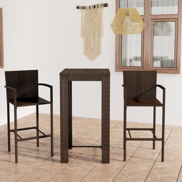 Havemøbelsæt - Living udendørs barsæt 3 dele med armlæn polyrattan brun