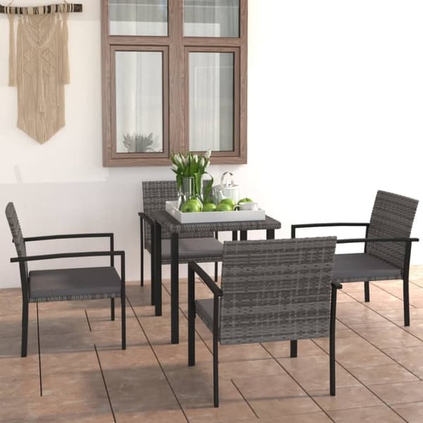 Utemöbelgrupper - Living Matgrupp för trädgården 5 delar konstrotting grå