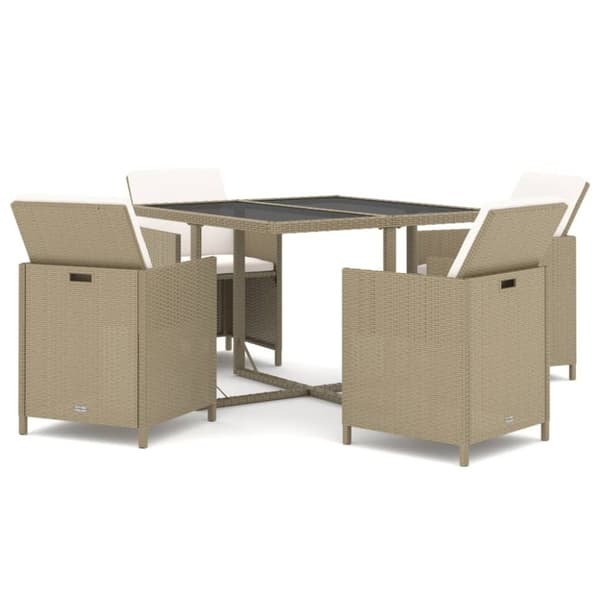 Ulkokalustesarjat - Living 5-osainen Ulkoruokailuryhmä tyynyillä polyrottinki beige