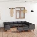 Miniatyrbillede 2 af 10: Havemøbelsæt - Living loungesæt til haven 12 dele med hynder polyrattan grå
