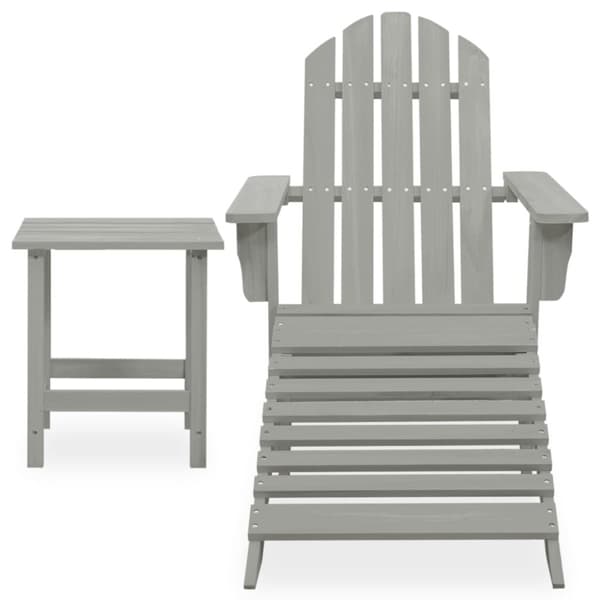 Utemöbelgrupper - Living Adirondackstol med fotpall och bord massivt granträ