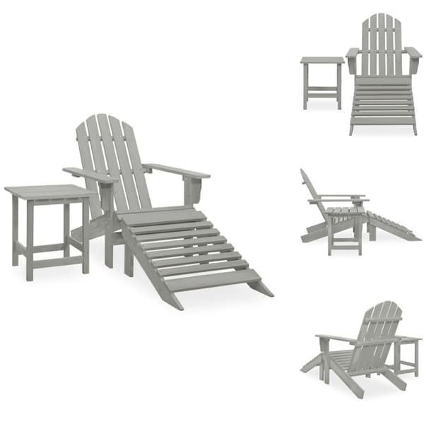 Utemöbelgrupper - Living Adirondackstol med fotpall och bord massivt granträ