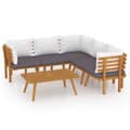 Miniatyrbillede 3 af 11: Havemøbelsæt - Living loungesæt til haven 6 dele med hynder massivt akacietræ