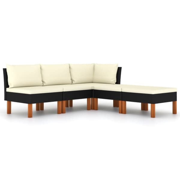 Utemöbelgrupper - Living Loungegrupp för trädgården med dynor 5 delar konstrotting svart