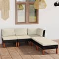 Miniatyrbild 2 av 11: Utemöbelgrupper - Living Loungegrupp för trädgården med dynor 5 delar konstrotting svart