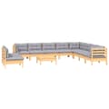 Miniatyrbillede 4 af 10: Havemøbelsæt - Living loungesæt til haven 11 dele med grå hynder massivt fyrretræ