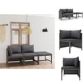 Miniatyrbillede 1 af 11: Havemøbelsæt - Living loungesæt til haven 3 dele med hynder polyrattan grå