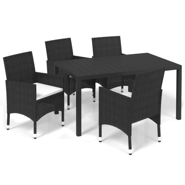 Utemöbelgrupper - Living Matgrupp för trädgården med dynor 5 delar konstrotting svart