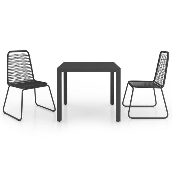 Havemøbelsæt - Living spisebordssæt til haven 3 dele polyrattan sort