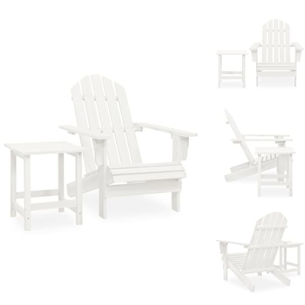 Utemöbelgrupper - Living Adirondackstol med bord massivt granträ vit