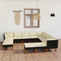 Miniatyrbillede 2 af 10: Havemøbelsæt - Living loungesæt til haven 12 dele med hynder polyrattan sort