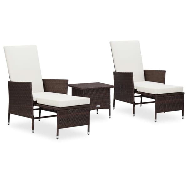 Utemöbelgrupper - Living Loungegrupp för trädgården med dynor 3 delar konstrotting brun