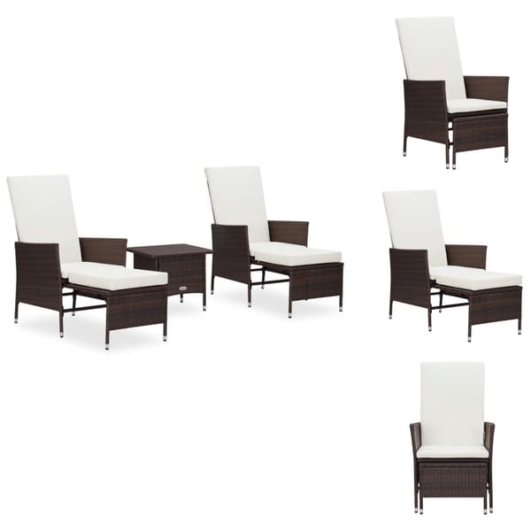 Utemöbelgrupper - Living Loungegrupp för trädgården med dynor 3 delar konstrotting brun