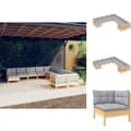 Miniatyrbillede 1 af 10: Havemøbelsæt - Living loungesæt til haven 11 dele med grå hynder fyrretræ