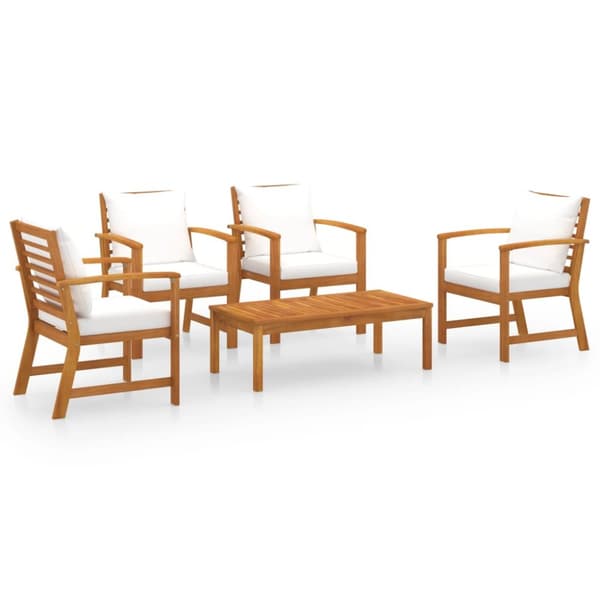 Utemöbelgrupper - Living Loungegrupp med dynor 5 delar massivt akaciaträ