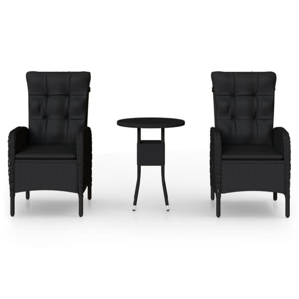 Utemöbelgrupper - Living Caféset för trädgården 3 delar konstrotting svart
