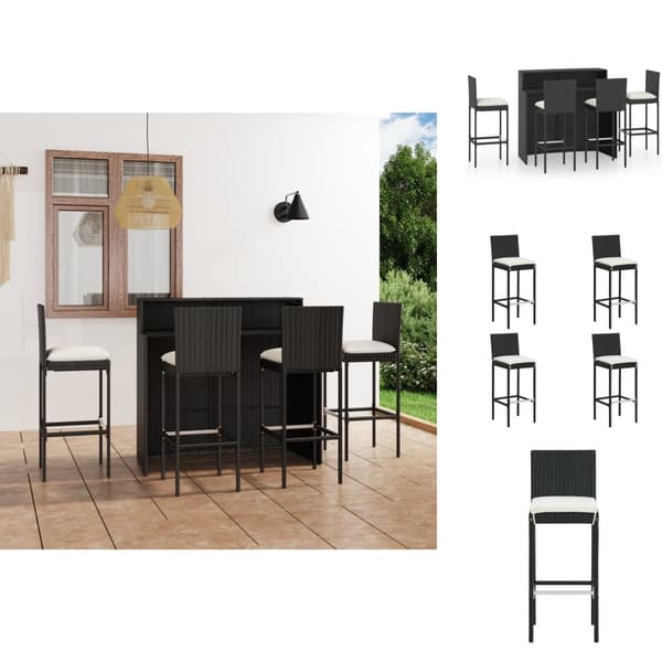 Utemöbelgrupper - Living Bargrupp för trädgården med dynor 5 delar svart